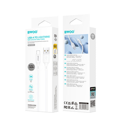 USB-A to Lightning Data and Charging Cable BWOO X329L, 15W, 1m, White