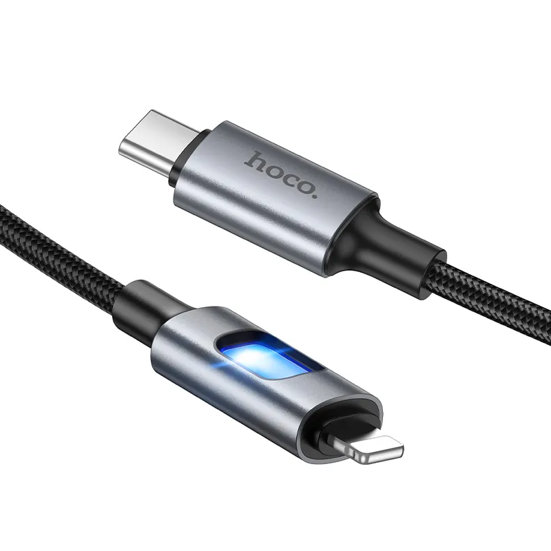 USB-C til Lightning Data- og Opladningskabel HOCO U144 Led, 27W, 1,2m, Sort