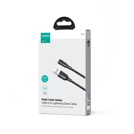 USB-A til Lightning data- og opladningskabel Joyroom S-A34, 18W, 1m, sort