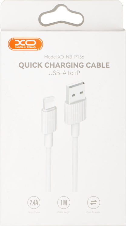 Data- og opladningskabel USB-A - Lightning XO Design NB156, 18W, 1m, Hvid