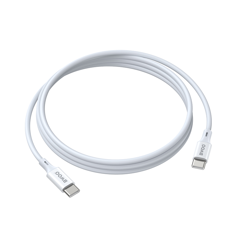 USB-C Data- og Opladningskabel - USB-C BWOO BO-X283CC-2M, 60W, 2m, Hvid
