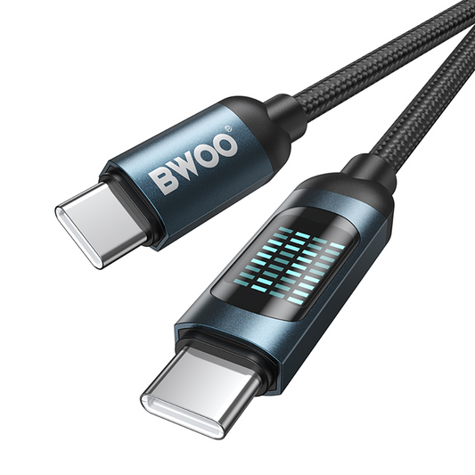 USB-C Data- og Opladningskabel - USB-C BWOO BO-X304 Led, 60W, 1m, Sort
