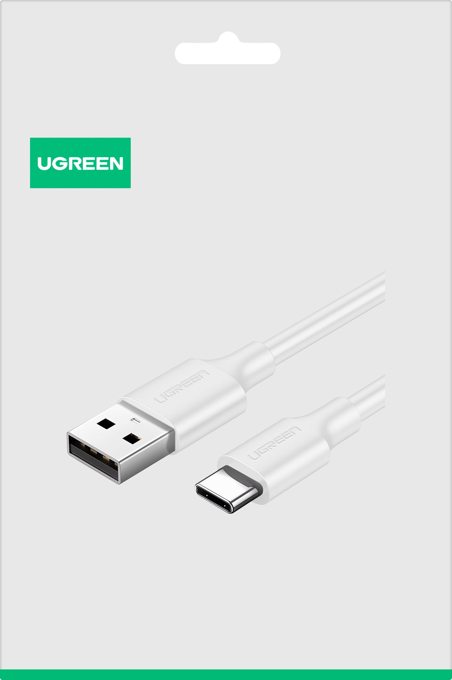 Data- og opladningskabel USB-A - USB-C UGREEN US287, 18W, 1,5m, Hvid