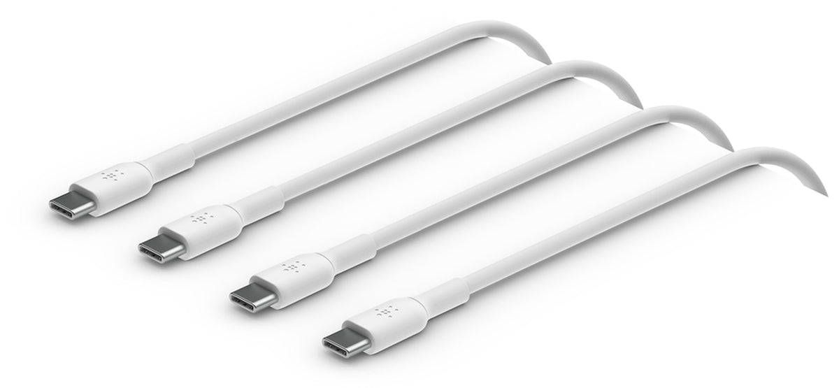 USB-C Data- og Opladningskabel - USB-C Belkin BoostCharge, 60W, 1m, Sæt med 2 stk., Hvid CAB003bt1MWH2PK