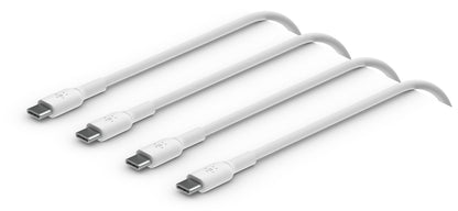 USB-C Data- og Opladningskabel - USB-C Belkin BoostCharge, 60W, 1m, Sæt med 2 stk., Hvid CAB003bt1MWH2PK