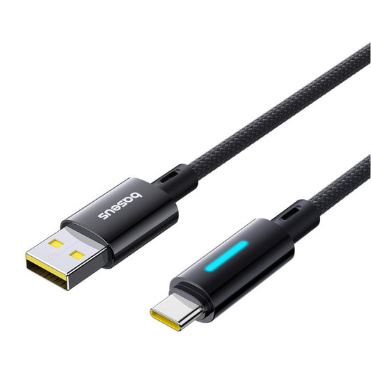 Data- og opladningskabel USB-A - USB-C Baseus Lit Button Control, 100W, 2m, Sort P10379002121-01