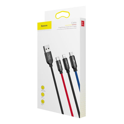 USB-A - Lightning / microUSB / USB-C Baseus Colors 3in1 opladerkabel, 20W, 1,2m, Sort CAMLT-BSY01
