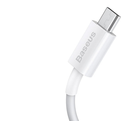 Data- og opladningskabel USB-A - microUSB Baseus Superior Series, 18W, 2m, Hvid CAMYS-A02