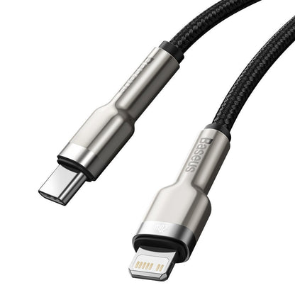 USB-C to Lightning Baseus Cafule Metal Series Cable, 20W, 2m, Black CATLJK-B01