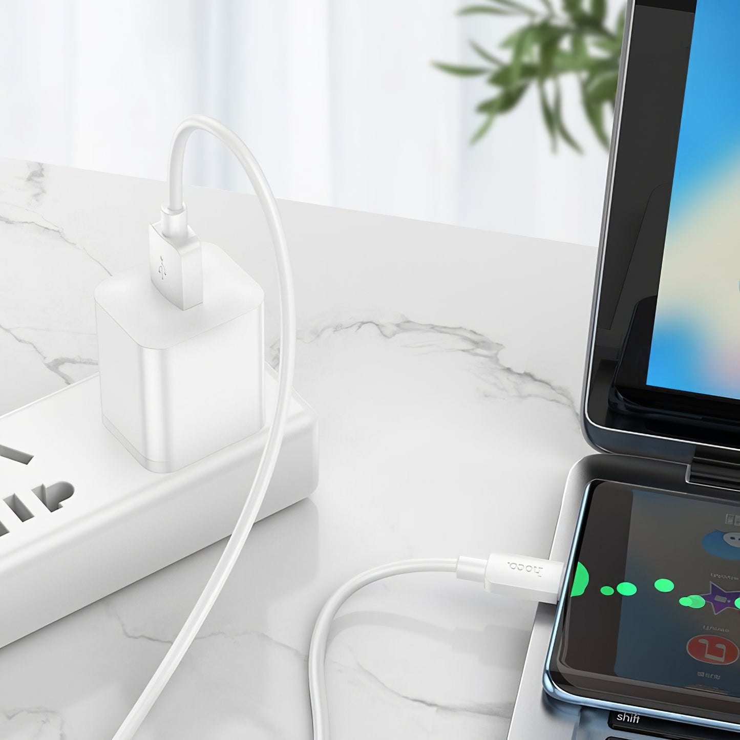 Data- og opladningskabel USB-A - USB-C HOCO X96, 27W, 1m, Hvid