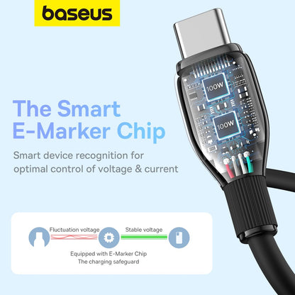 Data- og opladningskabel USB-C - USB-C Baseus Pudding, 100W, 2m, Sort P10355702111-01