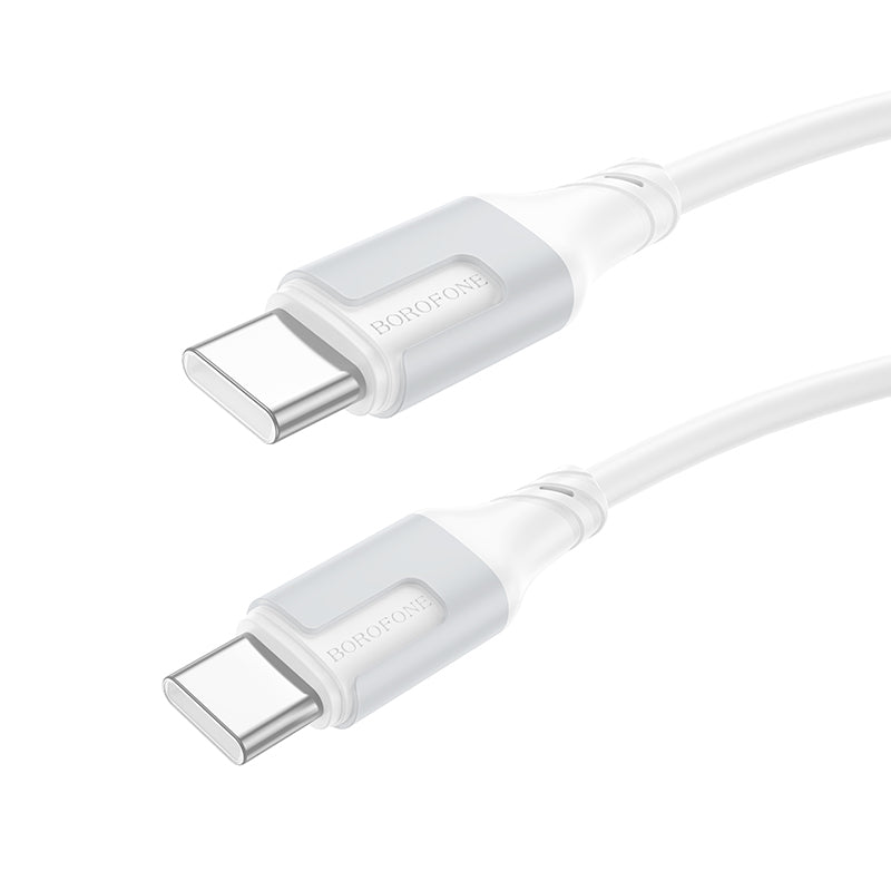 Data- og opladningskabel USB-C - USB-C Borofone BX101 Creator, 60W, 1m, Hvid
