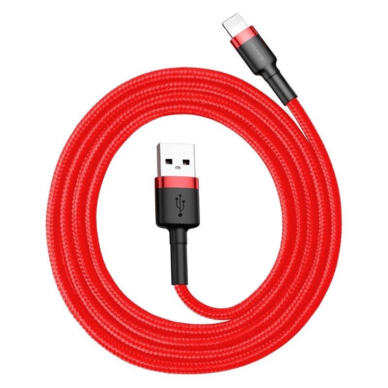 Data- og opladningskabel USB-A - Lightning Baseus Cafule, 18W, 1m, Rød CALKLF-B09