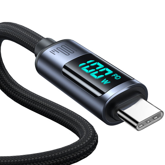 USB-C data- og opladningskabel - USB-C Joyroom S-A16 Prism Display, 100W, 1.2m, Sort