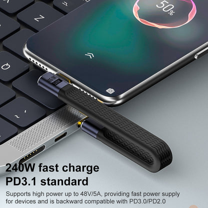 USB-C Data- og Opladningskabel - USB-C OEM Angled 8K Video Version 3, 240W, 0.15m, Sort