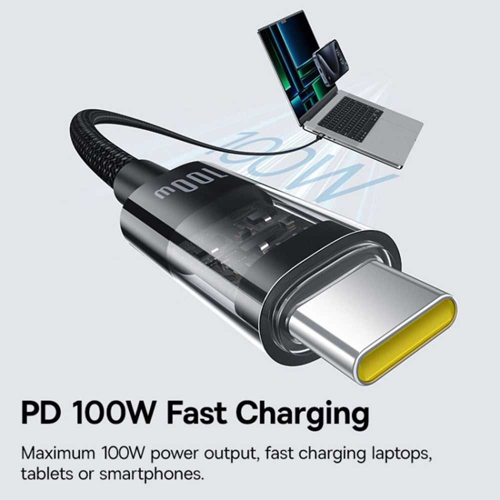 USB-C - USB-C Baseus Gem data- og opladningskabel, 100W, 1m, Sort P10373000111-00