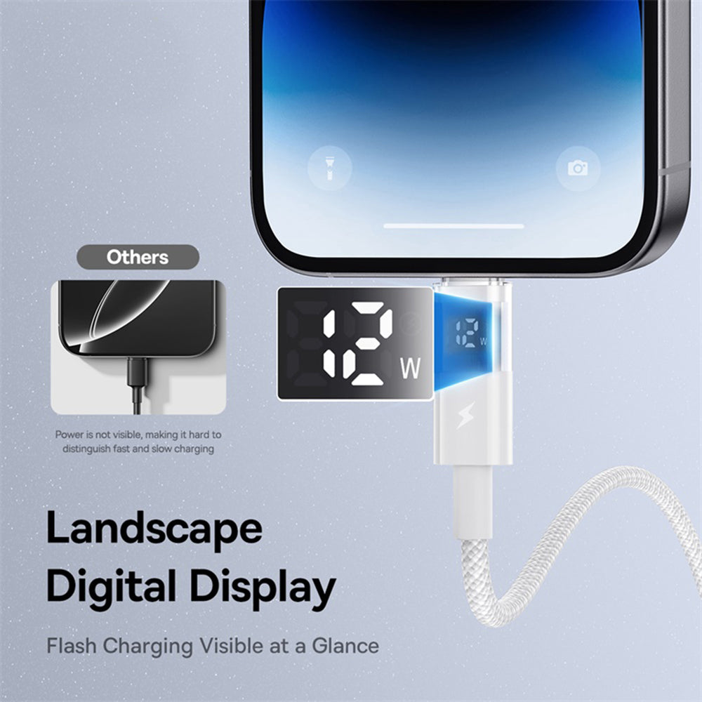 Data- og opladningskabel USB-A - Lightning Baseus Display 2, 18W, 2m, Hvid P10382700211-01