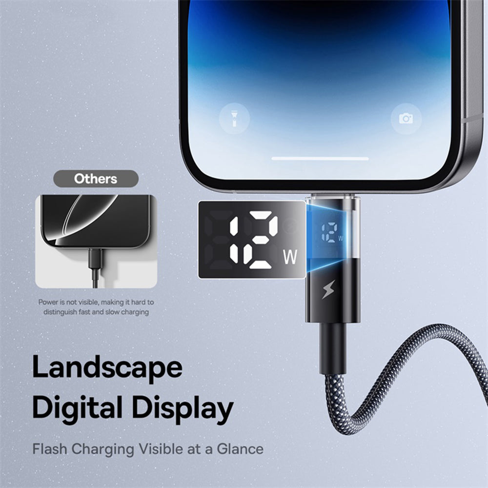 Data- og opladningskabel USB-A - Lightning Baseus Display 2, 18W, 2m, Sort P10382700121-01
