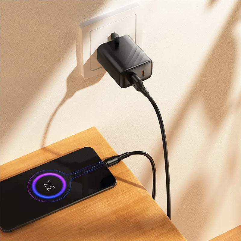 Data- og opladningskabel USB-A - microUSB HOCO X120, 18W, 1m, Sort