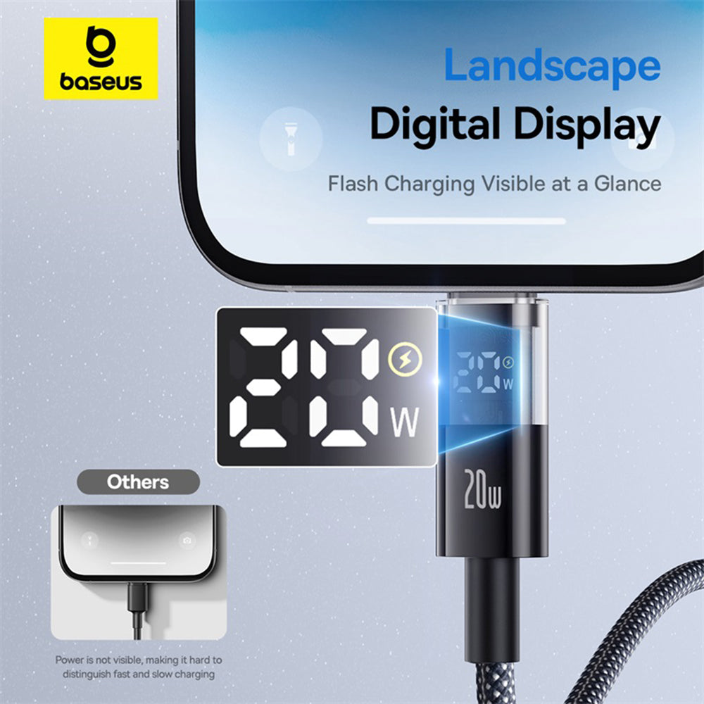 Data- og opladningskabel USB-C - Lightning Baseus Display 2, 20W, 2m, Sort P10382703121-01