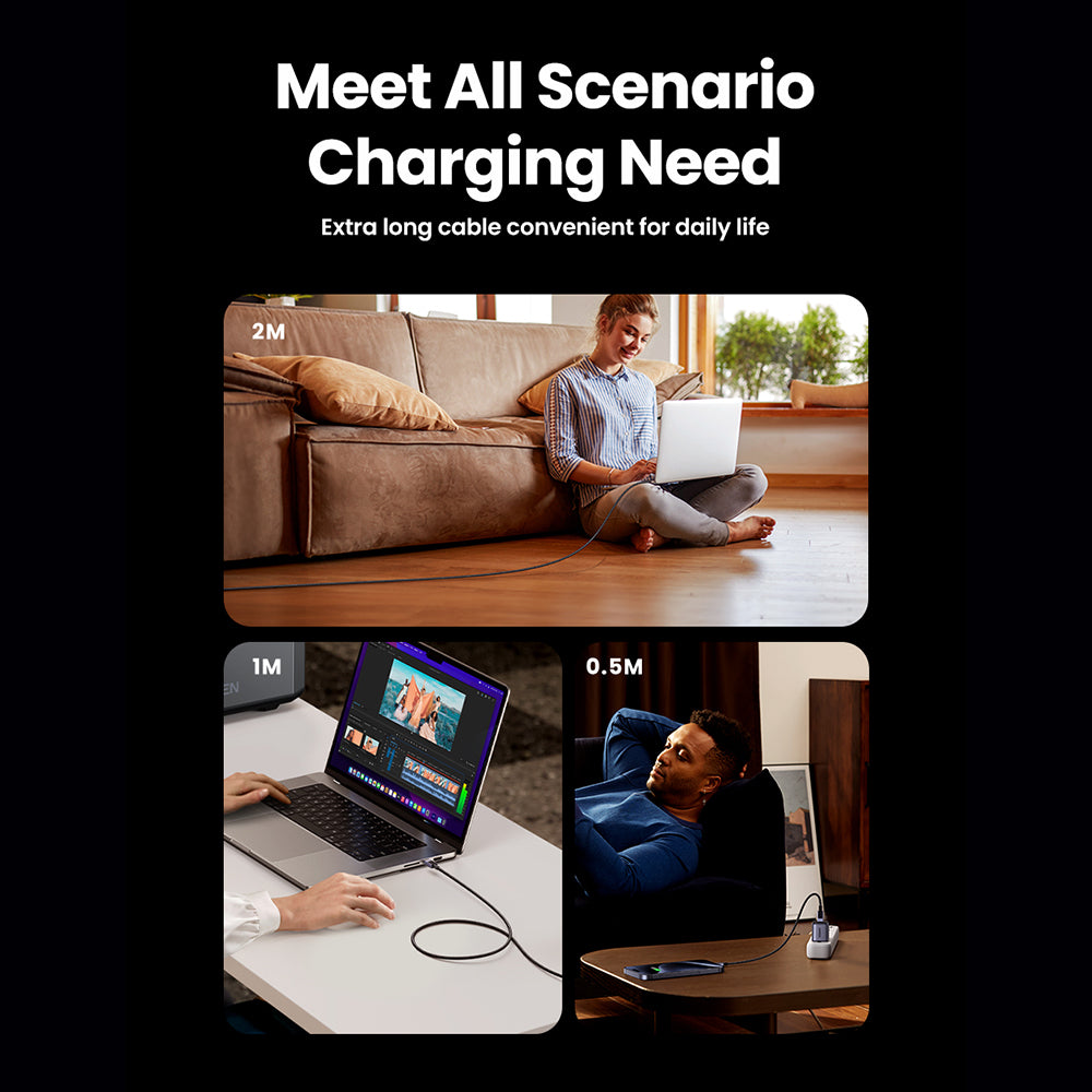 Data- og opladningskabel USB-C - USB-C UGREEN L513, 240W, 2m, Sort