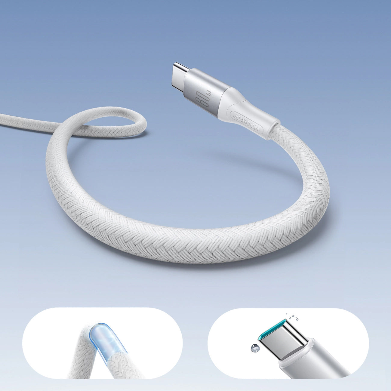 Data- og opladningskabel USB-C - USB-C Joyroom S-A28 Flash, 60W, 1m, Hvid