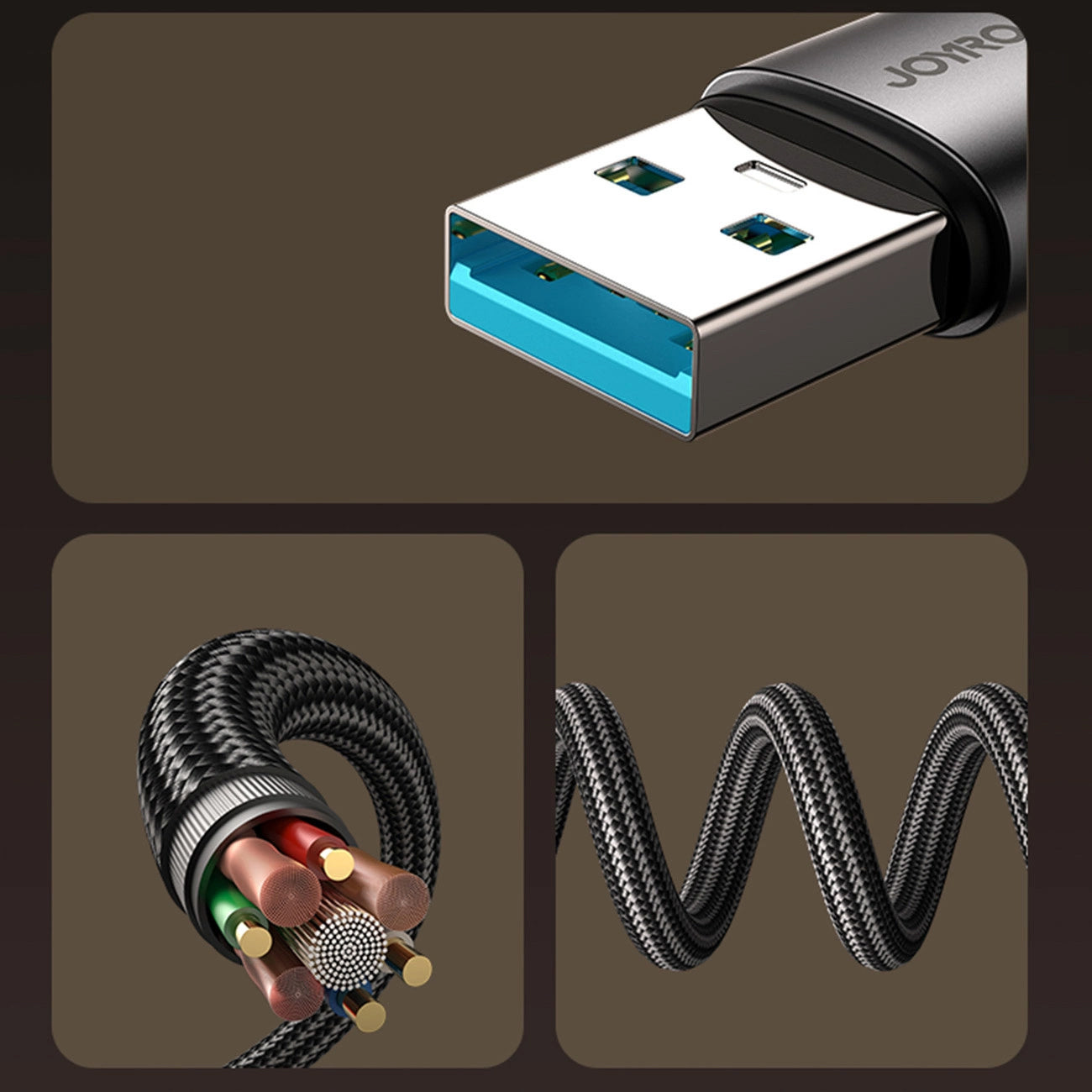Data- og opladningskabel USB-A - USB-C Joyroom S-A56 EnjoyX Angled, 20W, 1,2 m, Sort