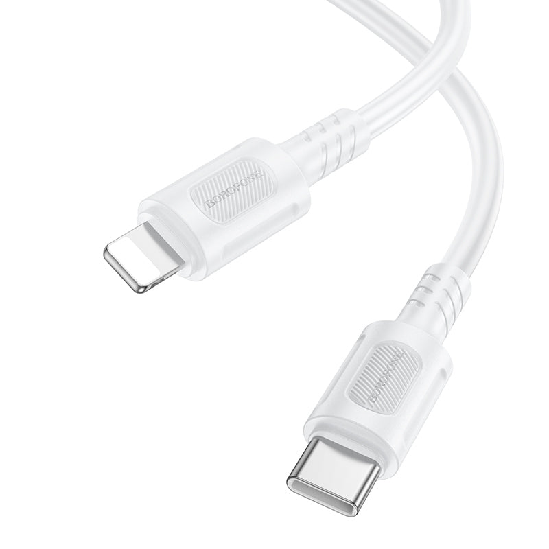 Data- og opladningskabel USB-C - Lightning Borofone BX111 Feliz, 27W, 1m, Hvid