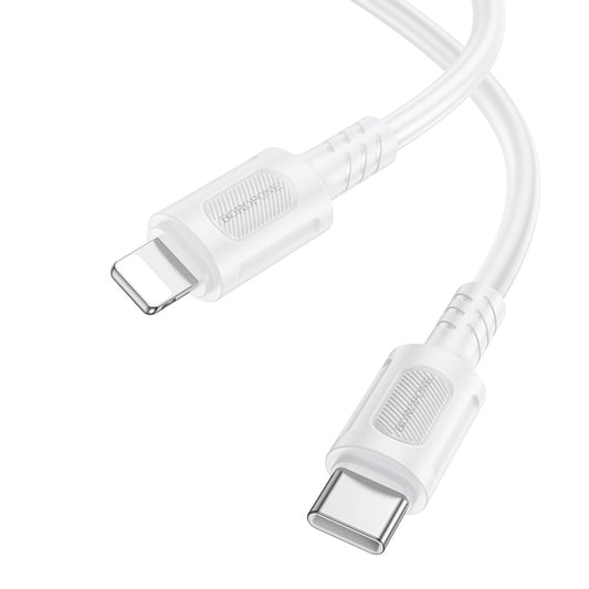 Data- og opladningskabel USB-C - Lightning Borofone BX111 Feliz, 27W, 1m, Hvid