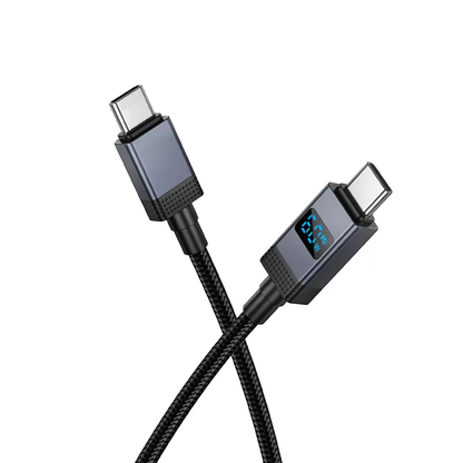 USB-C Data- og Opladningskabel - USB-C HOCO X118 Display, 60W, 1m, Sort