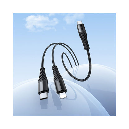 USB-C - Lightning / USB-C Opladerkabel HOCO X123, 10W, 1m, Sort