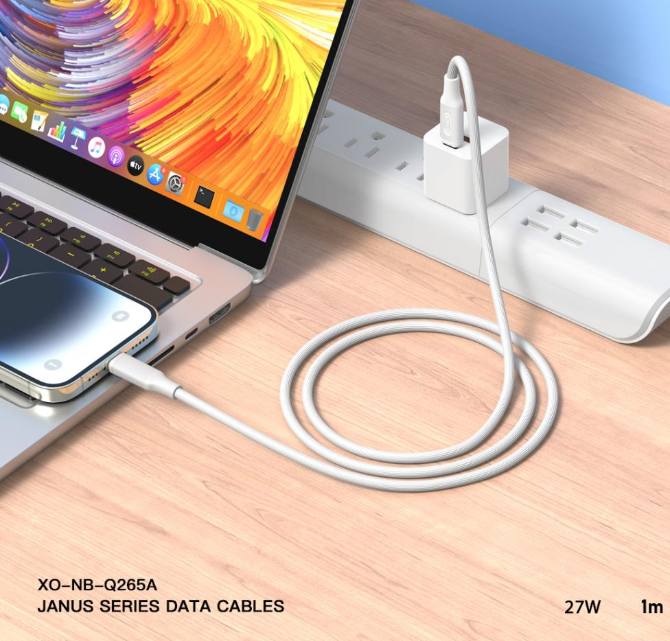 Data- og opladningskabel USB-C - Lightning XO Design NB-Q265A, 27W, 1m, Hvid
