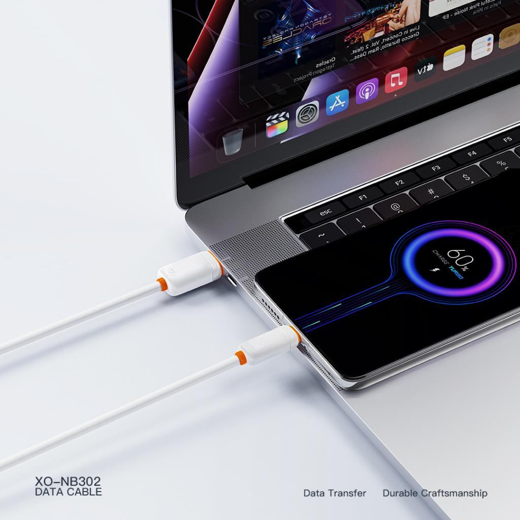 Data- og opladningskabel USB-A - Lightning XO Design NB302, 18W, 1m, Hvid