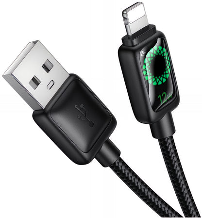 Data- og opladningskabel USB-A - Lightning HOCO U146, 12W, 1,2m, Sort