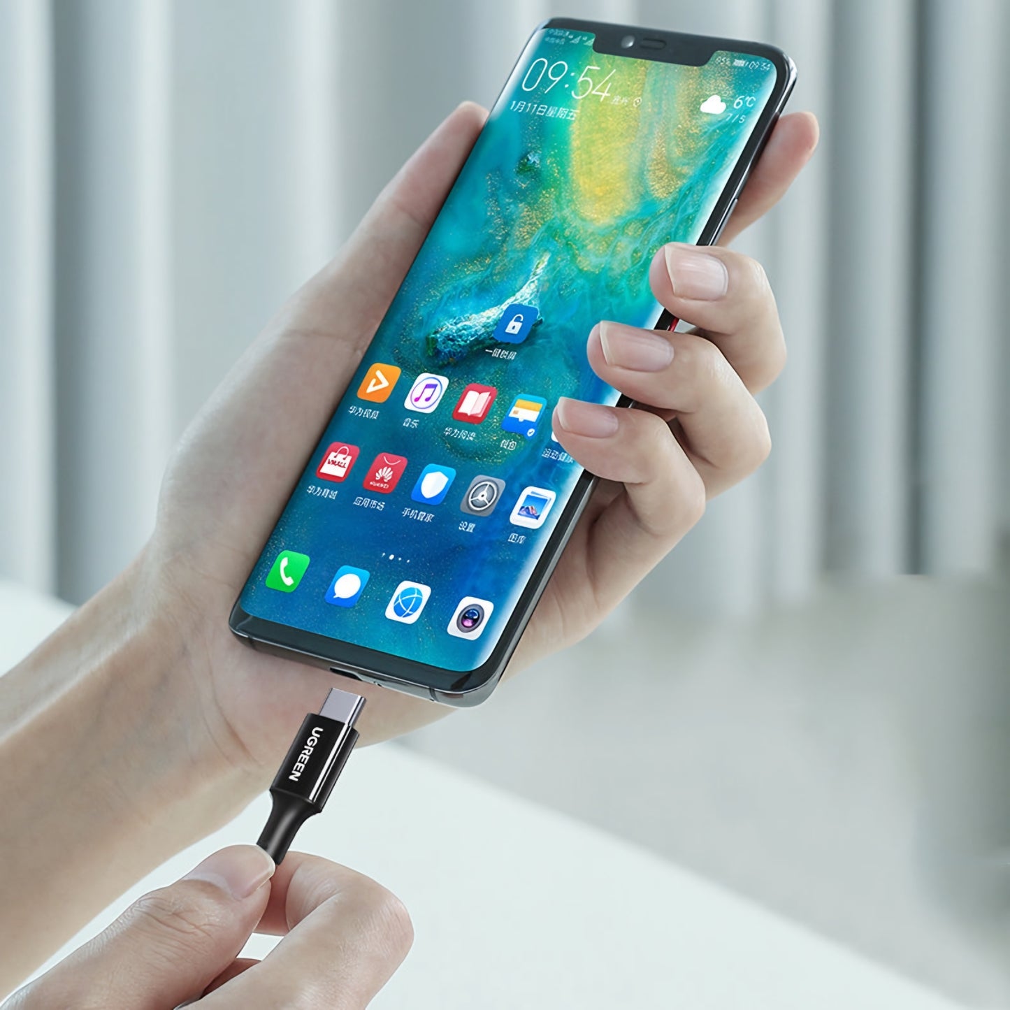 USB-C Data- og Opladningskabel - USB-C UGREEN US300, 100W, 2m, Hvid