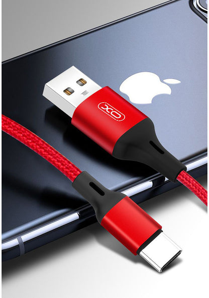 Data- og opladningskabel USB-A - USB-C XO Design NB143, 18W, 2m, Rød