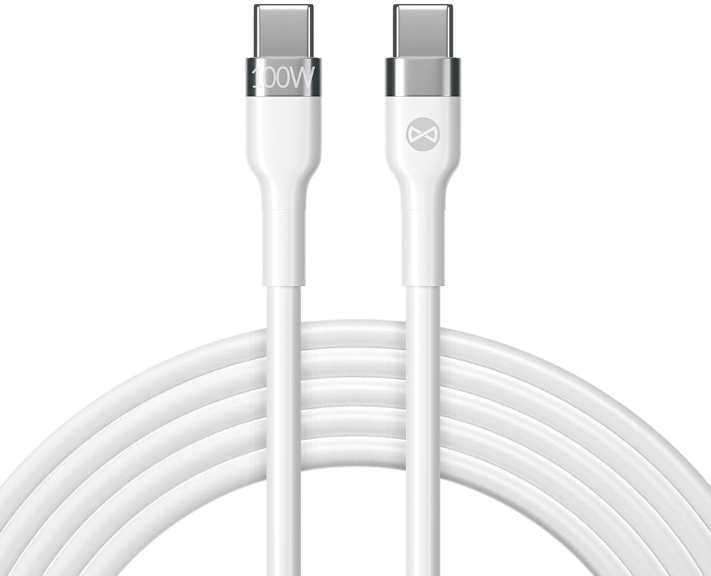 USB-C Data- og Opladningskabel - USB-C Forever Flexible, 100W, 2m, Hvid