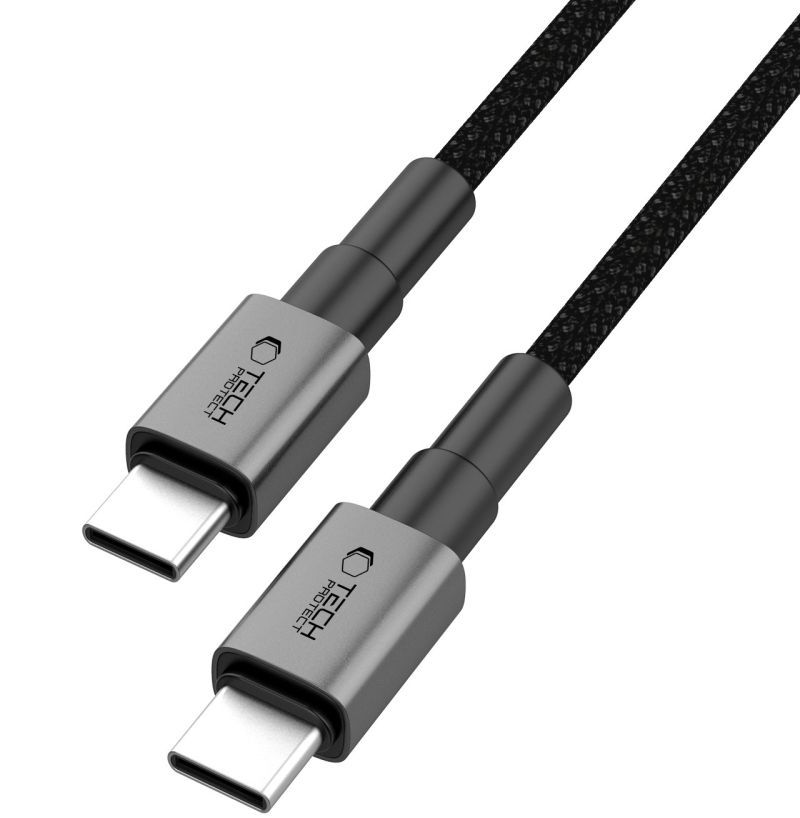 Data- og opladningskabel USB-C - USB-C Tech-Protect Ultraboost DNA MagTwist, 100W, 2m, Grå