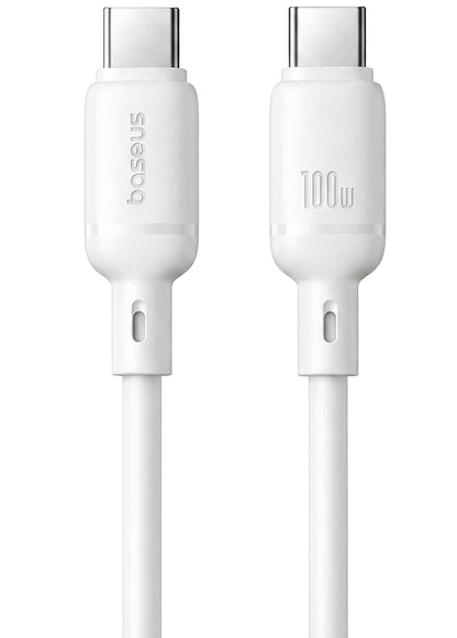 USB-C - USB-C Baseus Silky data- og opladningskabel, 100W, 1m, Hvid P10377704213-00