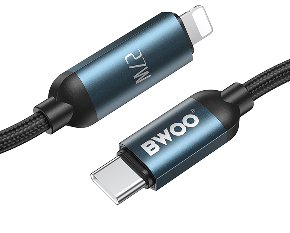 USB-C til Lightning data- og opladningskabel BWOO X305 Display, 27W, 1m, sort