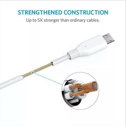 Data- og opladningskabel USB-A - microUSB Anker PowerLine, 18W, 1m, Hvid A8132H21