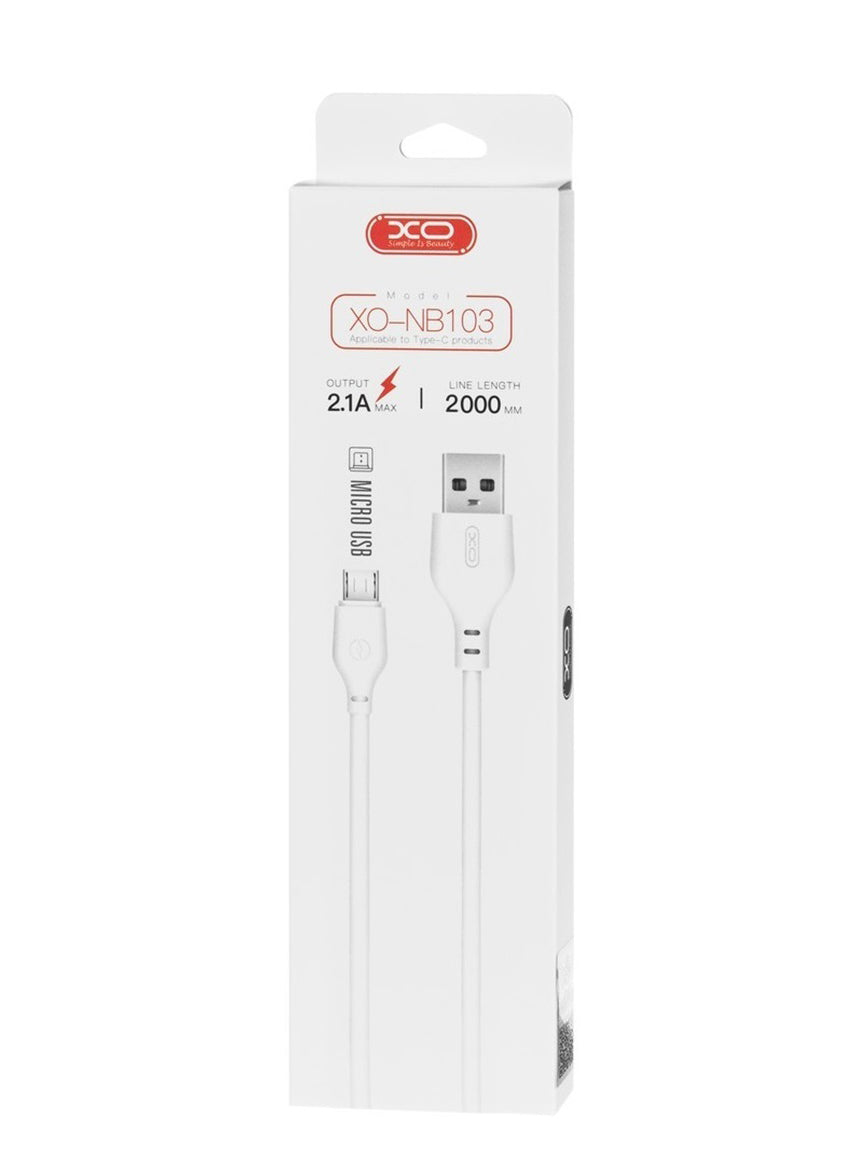 USB-A to microUSB Data and Charging Cable XO Design NB103, 18W, 2m, White