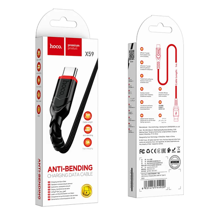 Data- og opladningskabel USB-A - USB-C HOCO X59 Victory, 18W, 1m, Sort