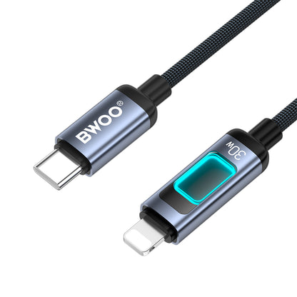 USB-C til Lightning Data- og Opladningskabel BWOO X324CL Display, 30W, 1m, Sort