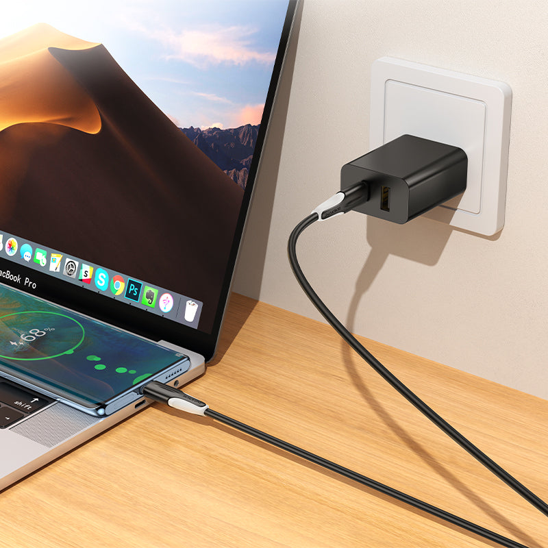 USB-C til USB-C data- og opladningskabel Borofone BX119 New, 60W, 1m, Sort