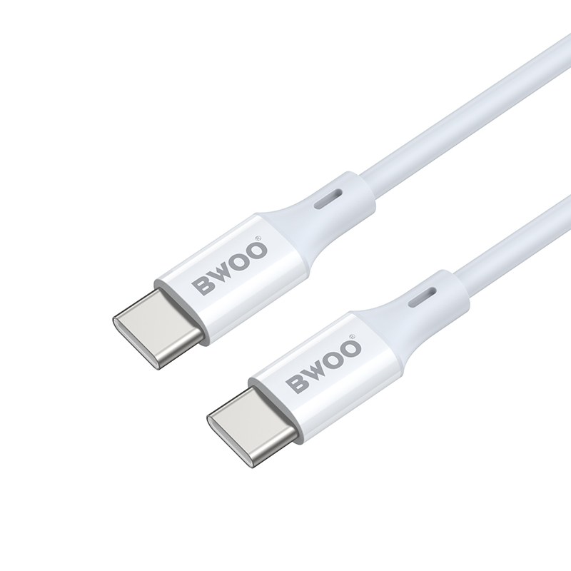 USB-C Data- og Opladningskabel - USB-C BWOO BO-X283CC-2M, 60W, 2m, Hvid