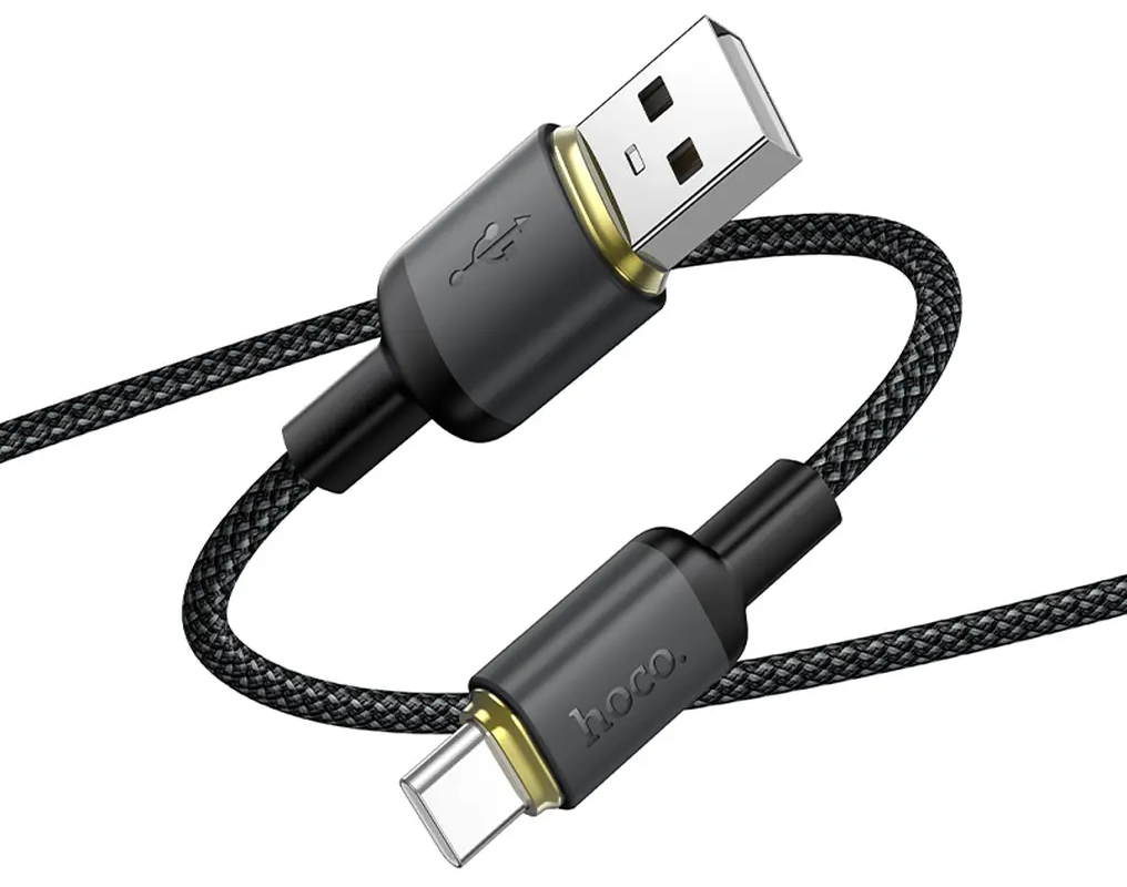 USB-A - USB-C Data- og Opladningskabel HOCO X128 Benefit, 36W, 1m, Sort