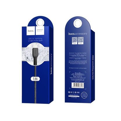 Data- og opladningskabel USB-A - Lightning HOCO Flash X20, 18W, 1m, Sort