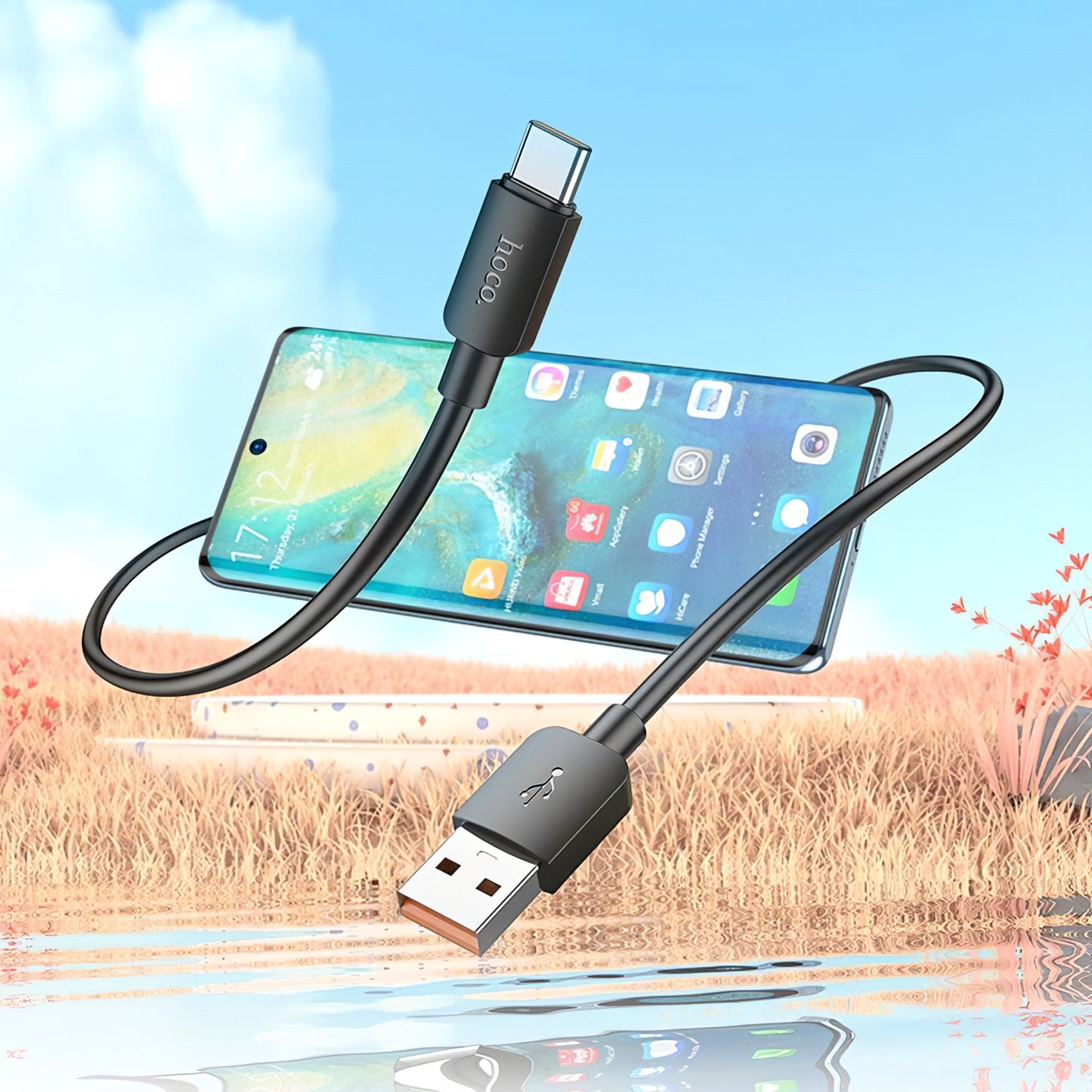 Data and Charging Cable USB-A - USB-C HOCO X96, 100W, 1m, Black 