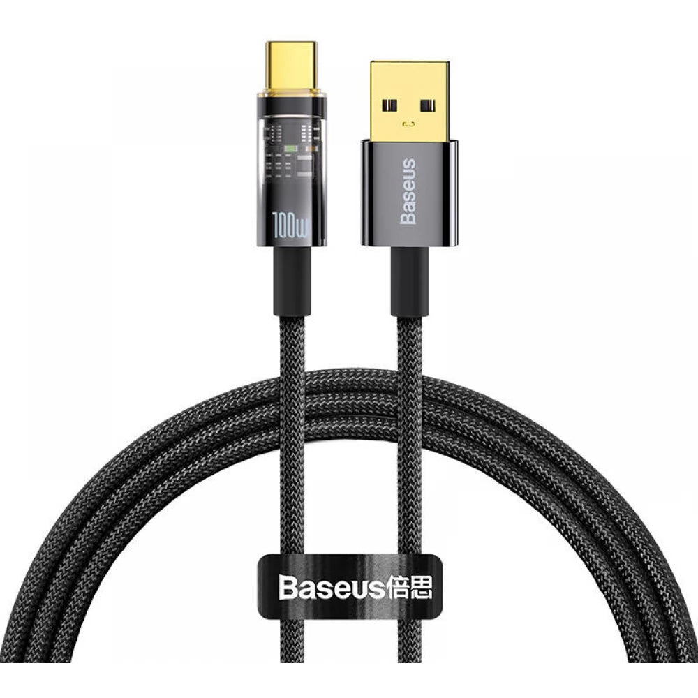 Data- og opladningskabel USB-A - USB-C Baseus Explorer, 100W, 2m, Sort CATS000301